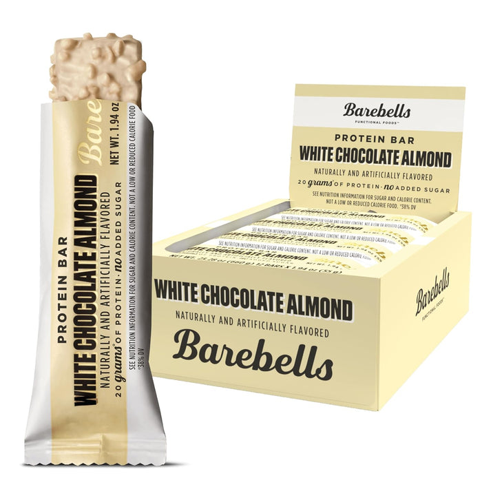 Barebells - White Chocolate Almond Protein Bar, 1.94 oz (Case of 12) - No Added Sugar