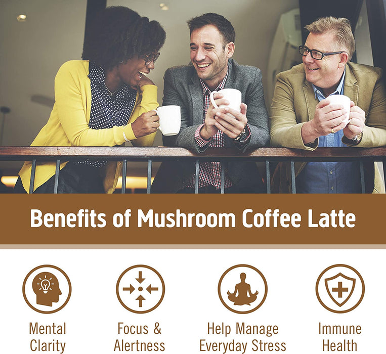 Om Mushroom Superfood Coffee Latte Blend Mushroom Powder, Single Serve, 10 Count, Lion's Mane, Cordyceps, Reishi, Chaga