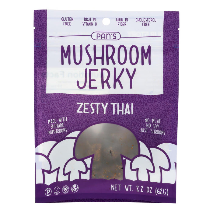 Pan's Zesty Thai Plant-Based Mushroom Jerky (Pack of 6 2.2 Oz Bags)