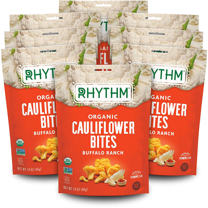 Rhythm Superfoods - Cauliflower Bites Buffalo Ranch (Pack of 8 1.4oz Bags)