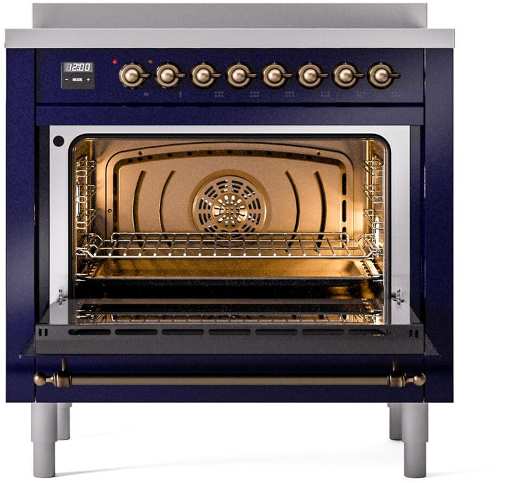 ILVE Nostalgie II 36 " Electric Range, Blue, Bronze Trim UPI366NMPMBB
