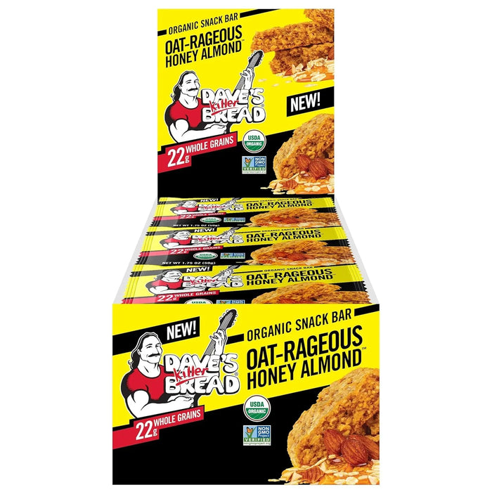 Daves Killer Bread - Organic Oat Honey Almond Bars, 7 oz (Pack of 6) - Whole Grain Snack
