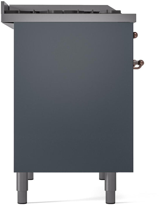 ILVE Nostalgie II 40 " Dual Fuel Natural Gas Range, Blue Grey, Copper Trim, UPD40FNMPBGP