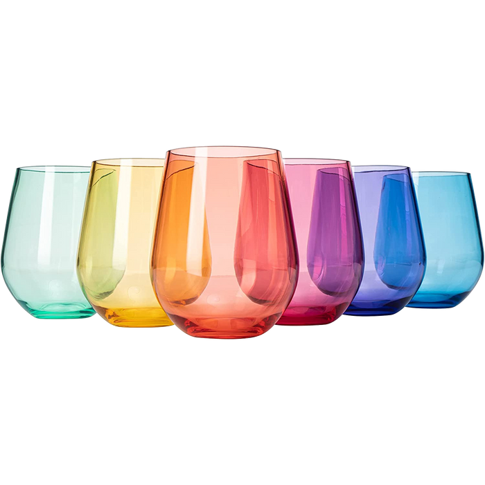European Style Crystal, Stemless Wine Glasses, 15oz