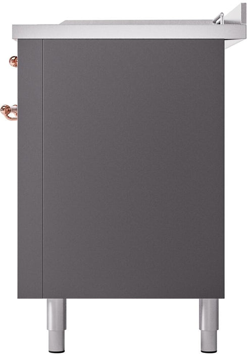 ILVE Nostalgie II 60" Dual Fuel Natural Gas Range, Matte Graphite, Copper Trim UP60FSNMPMGP
