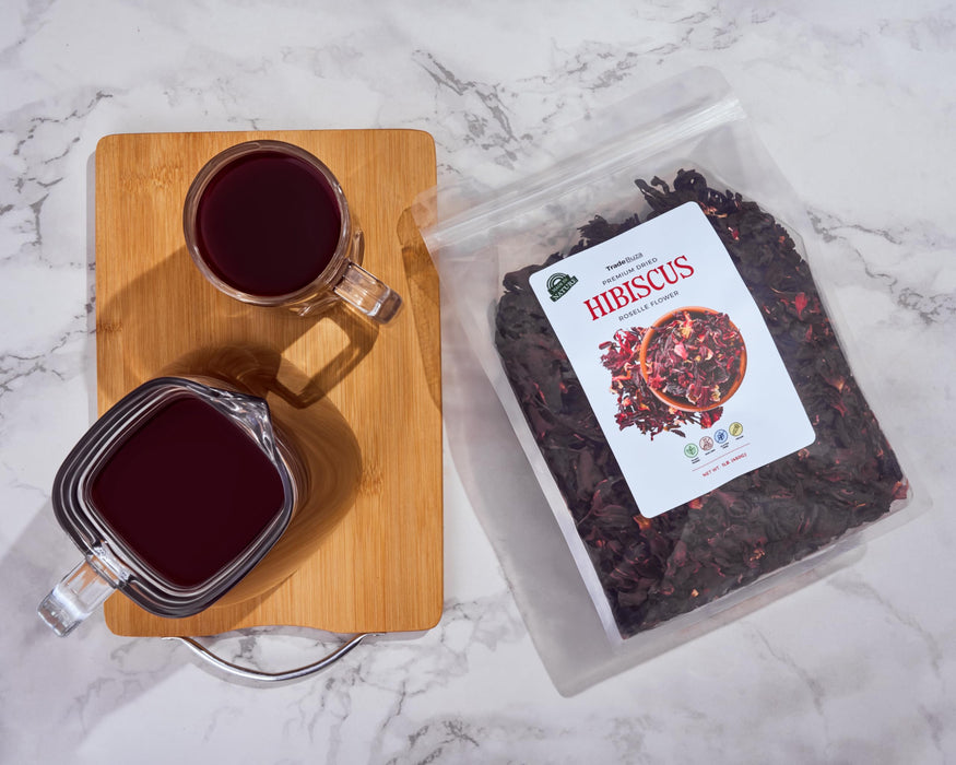 TradeBuza Dried Hibiscus Flowers (1 lb) – Food Grade for Tea, Agua de Jamaica & Zobo