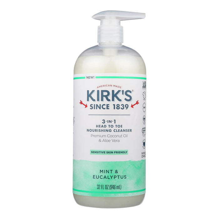 Kirk's Natural 3-in-1 Cleanser Eucalyptus Mint, 32 Fl Oz