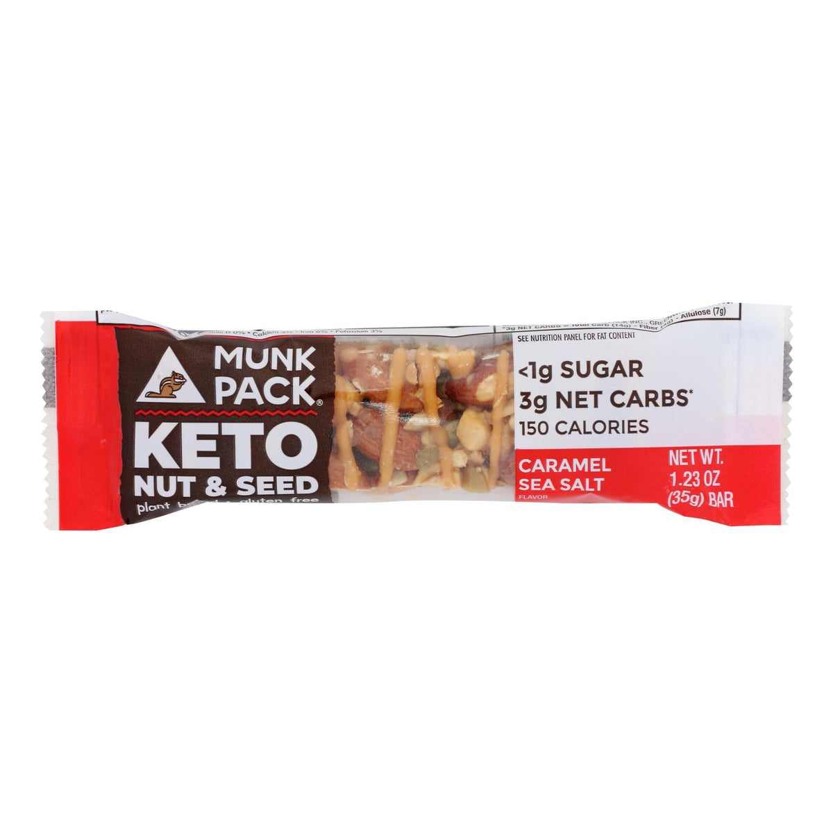 Munk Pack Keto Bar, Nut & Seed Caramel Sea Salt, Case of 12 (1.23 oz e ...