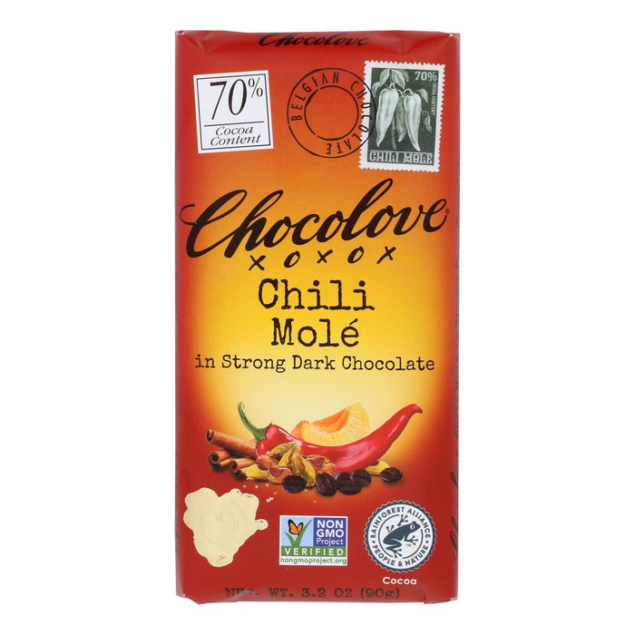 Chocolove - Bar Chili Moll (Pack of 12) 3.2 Oz 70% Dark Chocolate