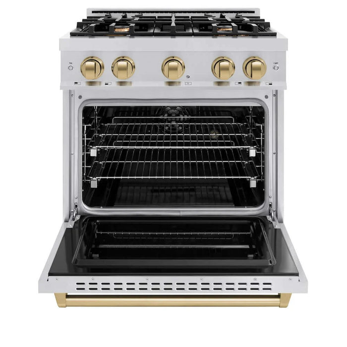 ZLINE 30" Classic Gas Range, Convection Gas Oven Stainless Steel, Champagne Bronze CGRZ-30-CB