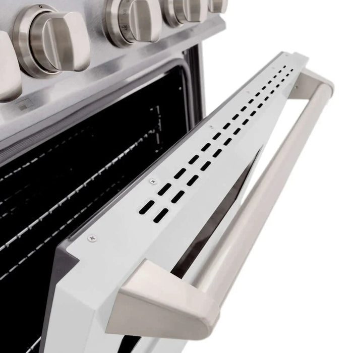 ZLINE 30"Classic Gas Range, Convection Gas Oven, DuraSnow® Stainless Steel, White Matte Door CGRS-WM-30