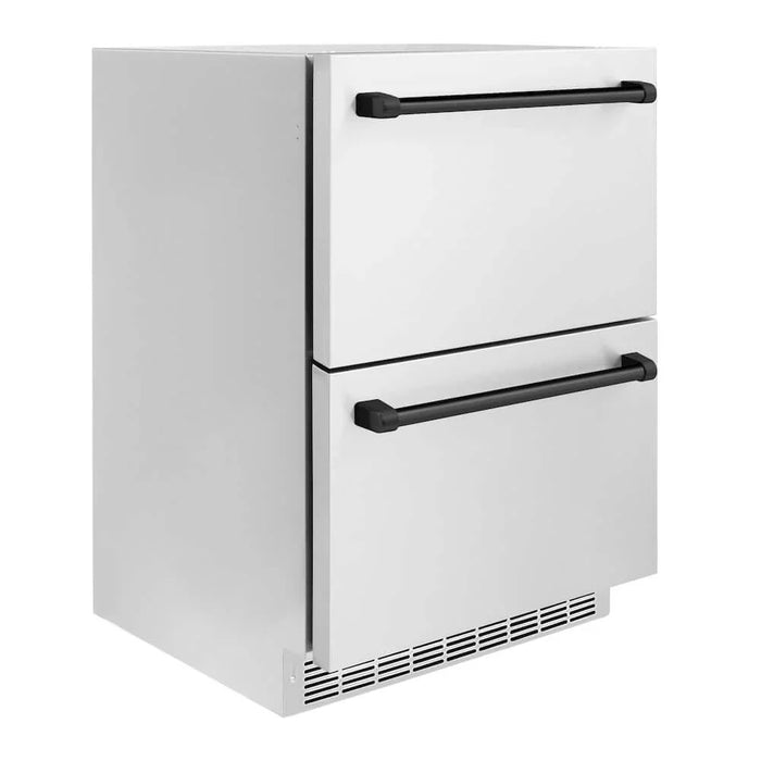 ZLINE 24" Touchstone 168 Can Outdoor-Rated Dual Refrigerator Drawer, Matte Black, RDSOZ-ST-24-MB