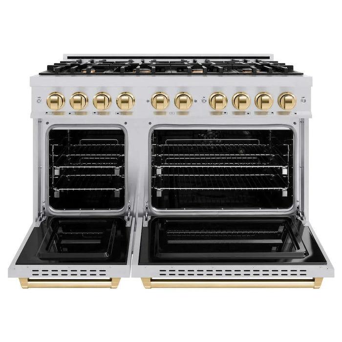 ZLINE 48" Classic Gas Range, Convection Gas Oven Stainless Steel, Gold CGRZ-48-G