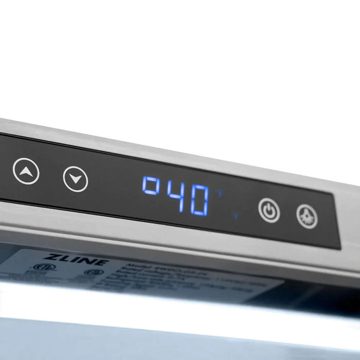 ZLINE 24" Touchstone Dual Zone 44 Bottle Wine Cooler White Matte Glass Door Polished Gold Handle RWDOZ-WM-24-G