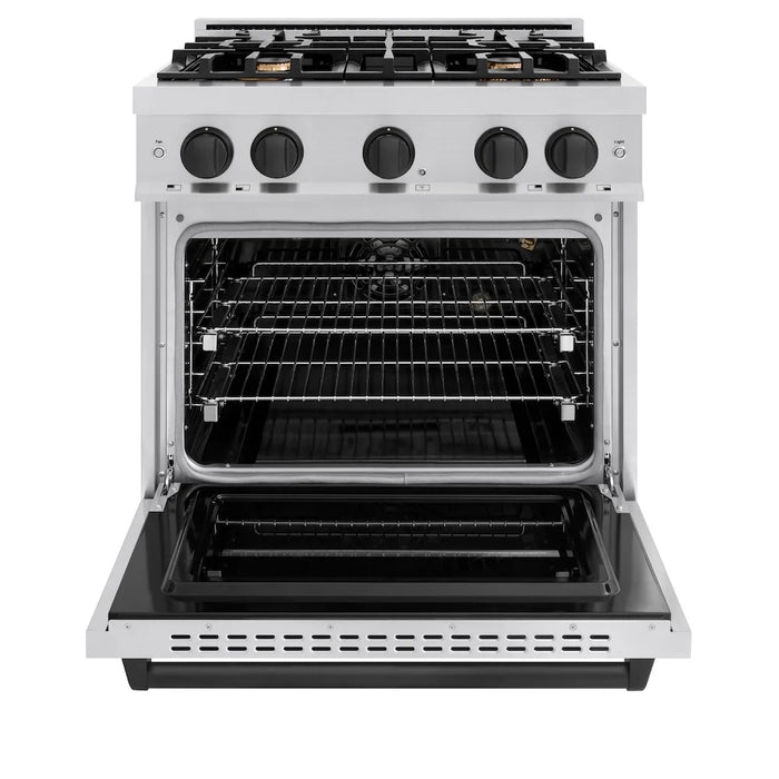 ZLINE 30" Classic Gas Range, Convection Gas Oven Stainless Steel, Matte Black CGRZ-30-MB
