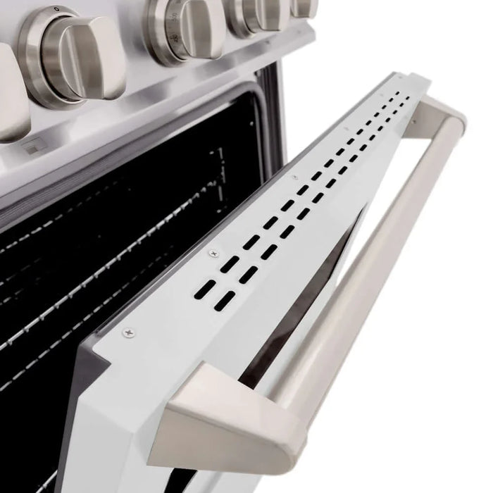 ZLINE 30"Classic Gas Range, Convection Gas Oven, Stainless Steel, White Matte Door CGR-WM-30