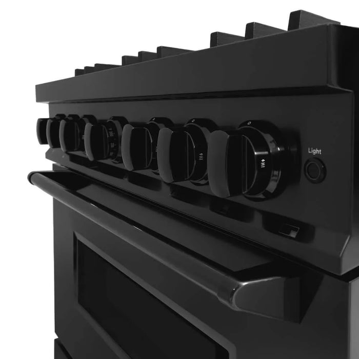 ZLINE 36" Dual Fuel Range, Gas Cooktop, Electric Convection Oven Black Stainless Steel, CDRB-36