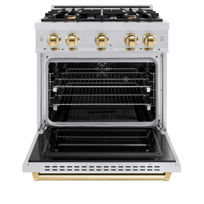 ZLINE 30" Classic Gas Range, Convection Gas Oven Stainless Steel, Gold CGRZ-30-G
