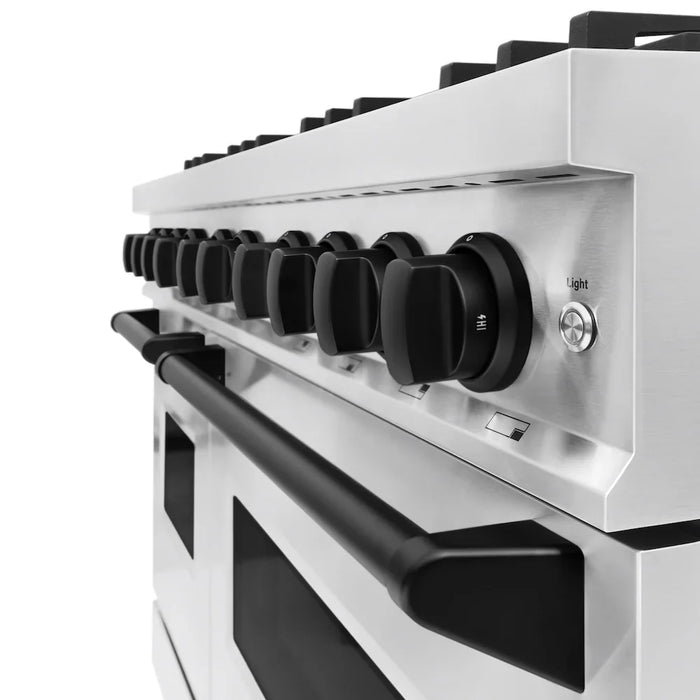 ZLINE 48" Dual Fuel Range, Gas Cooktop, Electric Convection Oven Stainless Steel, Matte Black CDRZ-48-MB