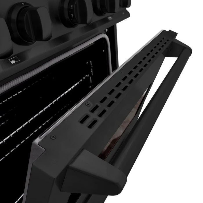 ZLINE 30" Classic Gas Range, Convection Gas Oven Black Stainless Steel Brass Burners, CGRB-BR-30