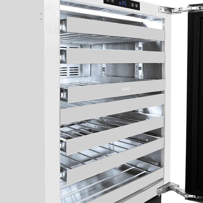ZLINE 24" Touchstone Dual Zone 44 Bottle Wine Cooler Black Stainless Steel Glass Door RWDO-BS-24