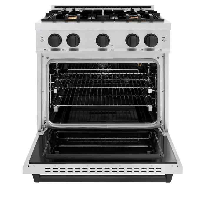 ZLINE 30"Classic Gas Range, Convection Gas Oven, DuraSnow® Stainless Steel, Matte Black CGRSZ-30-MB