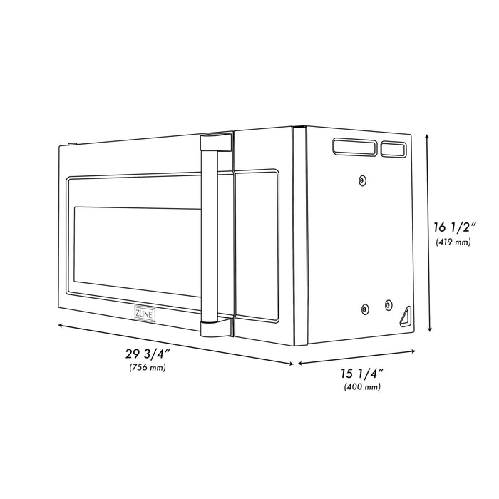 ZLINE 30" Recirculating Over the Range Convection Microwave Oven with Traditional Handle and Charcoal Filters in Fingerprint Resistant Stainless Steel MWO-OTRCFH-30-SS