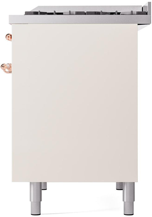 ILVE Nostalgie II 40" Dual Fuel Liquid Propane Range, Antique White, Copper Trim UPD40FNMPAWPLP