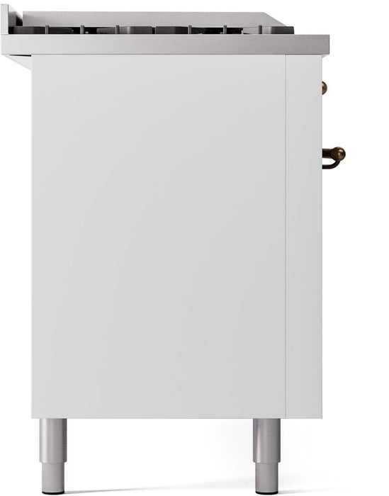 ILVE Nostalgie II 60" Dual Fuel Natural Gas Range, White, Bronze Trim UP60FSNMPWHB