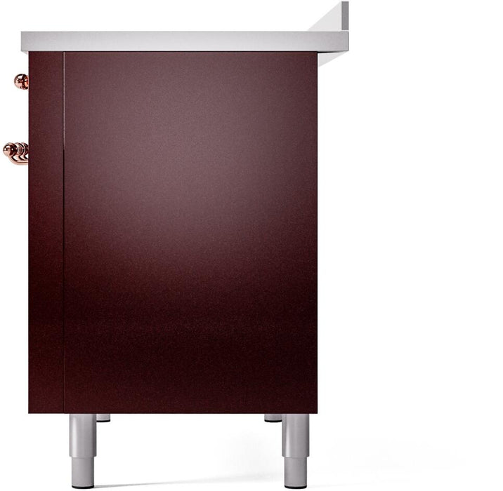 ILVE Nostalgie II 48" Electric Range, Burgundy, Copper Trim UPI486NMPBUP