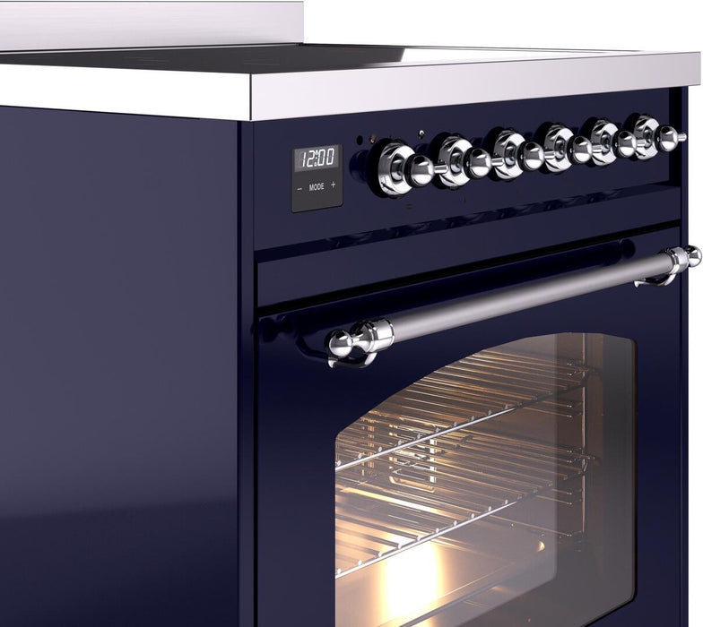 ILVE Nostalgie II 30" Electric Range, Blue Chrome Trim UPI304NMPMBC
