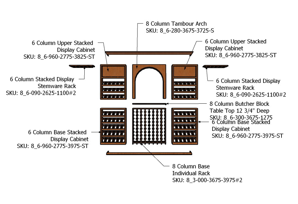 8 Foot Wine Cellar - 226 Bottle Capacity