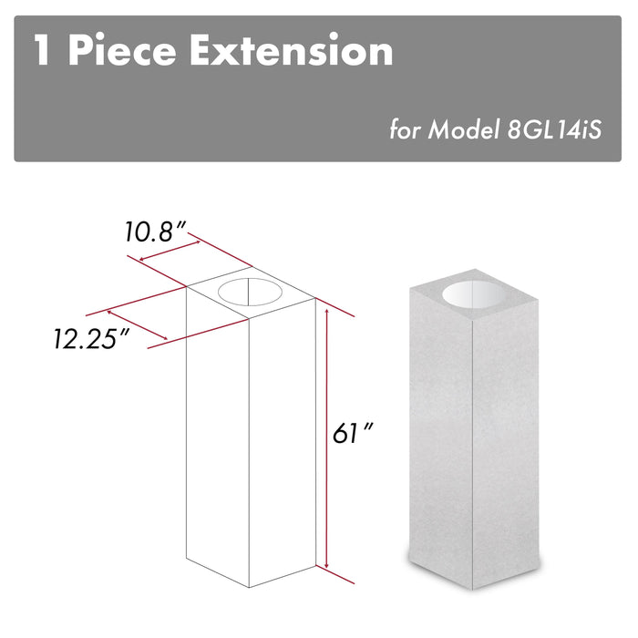 ZLINE 61" Snow Finished Stainless Steel Chimney Extension For Ceilings Up To 12.5 Ft. (8GL14iS-E)