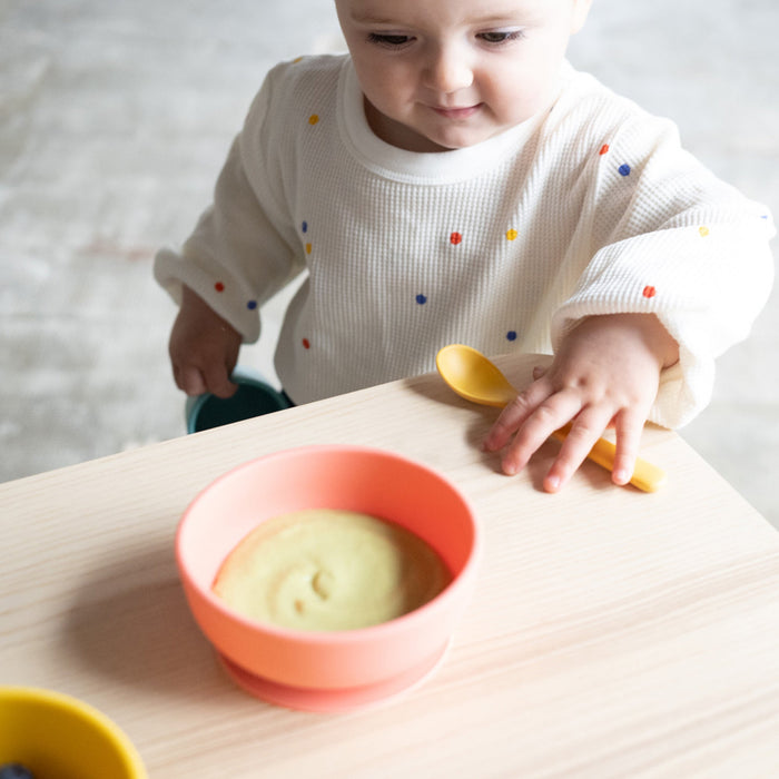 Silicone Suction Baby Bowl Set - Coral / Mimosa