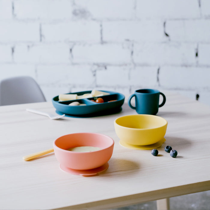 Silicone Suction Baby Bowl Set - Coral / Mimosa