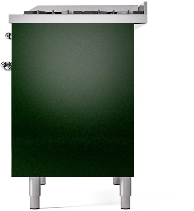ILVE Nostalgie II 40" Dual Fuel Liquid Propane Range, Emerald Green, Chrome Trim UPD40FNMPEGCLP