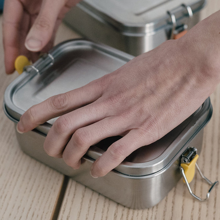 Stainless Steel Lunch Box with heat safe insert - Lemon