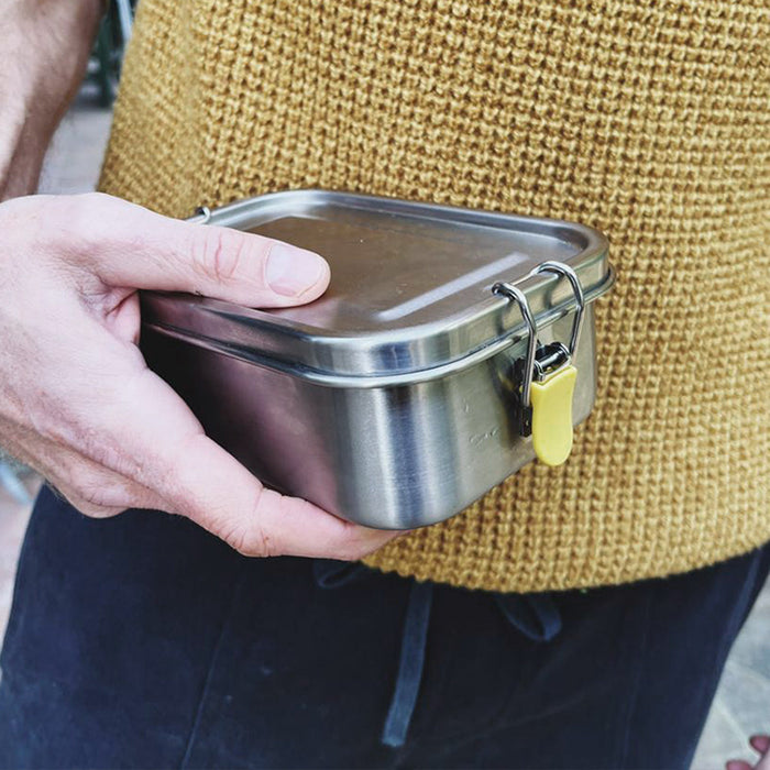 Stainless Steel Lunch Box with heat safe insert - Lemon