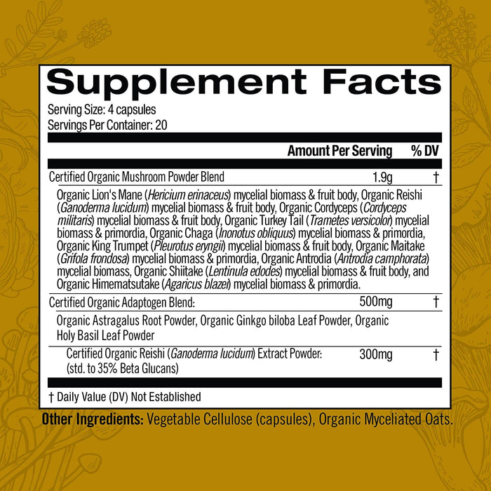Om Mushroom Superfood: Master Blend Mushroom Capsules (80 Count)