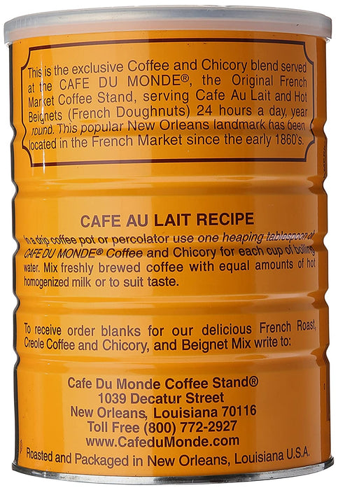 Cafe Du Monde Ground Coffee Chicory - Authentic New Orleans Blend, 15 Oz (Pack of 12)