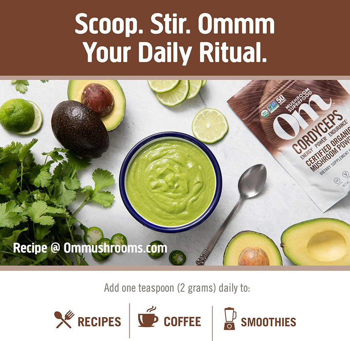 Om Mushroom Superfood Organic Cordyceps Mushroom Powder, 3.5 Oz