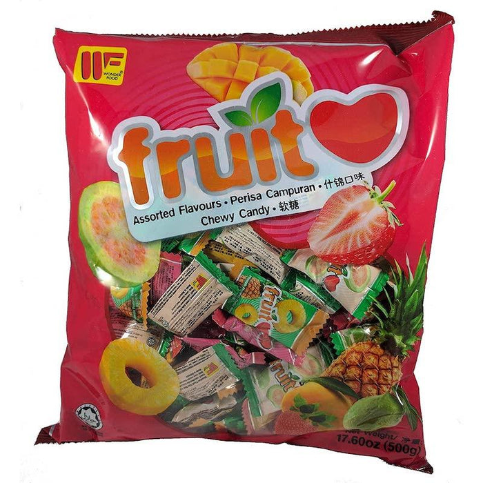 WonderFood Fruit Love Assorted Chewy Candy Pineapple Mango Strawberry Guava Heart 17.6 oz