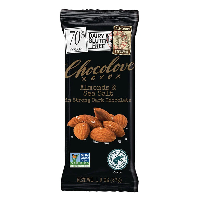 Chocolove - Almond & Sea Salt Dark Chocolate Mini Bar, 1.3 oz (Pack of 12) - Dairy Free