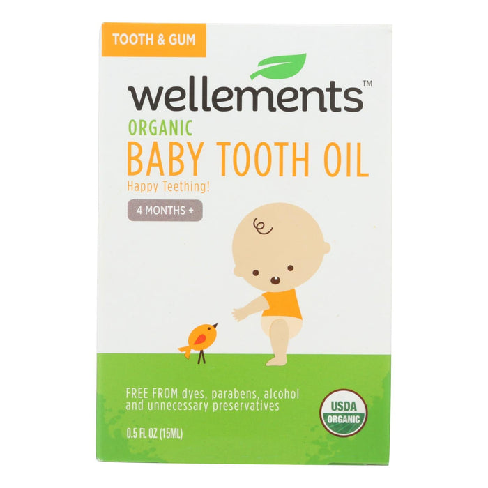 Wellements Organic Baby Tooth Oil with Chamomile and Calendula, 0.5 Fl Oz