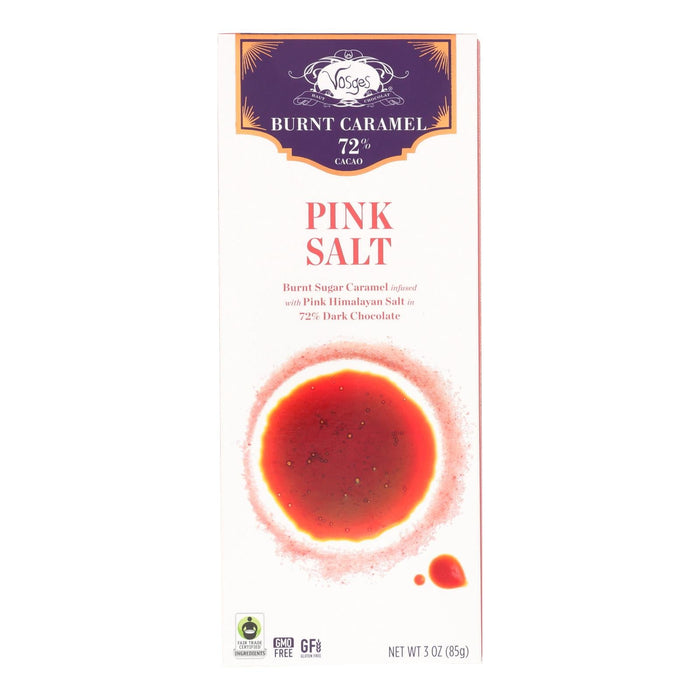 Vosges Haut-Chocolat 72% Cocoa Burnt Caramel Bar (Pack of 12) - Pink Salt - 3 Oz