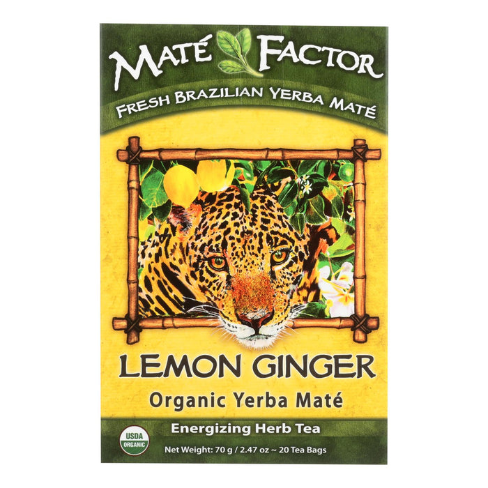 Mate Factor Lemon Ginger Organic Yerba Mate Tea Bags  - Case Of 6 - 20 Bag