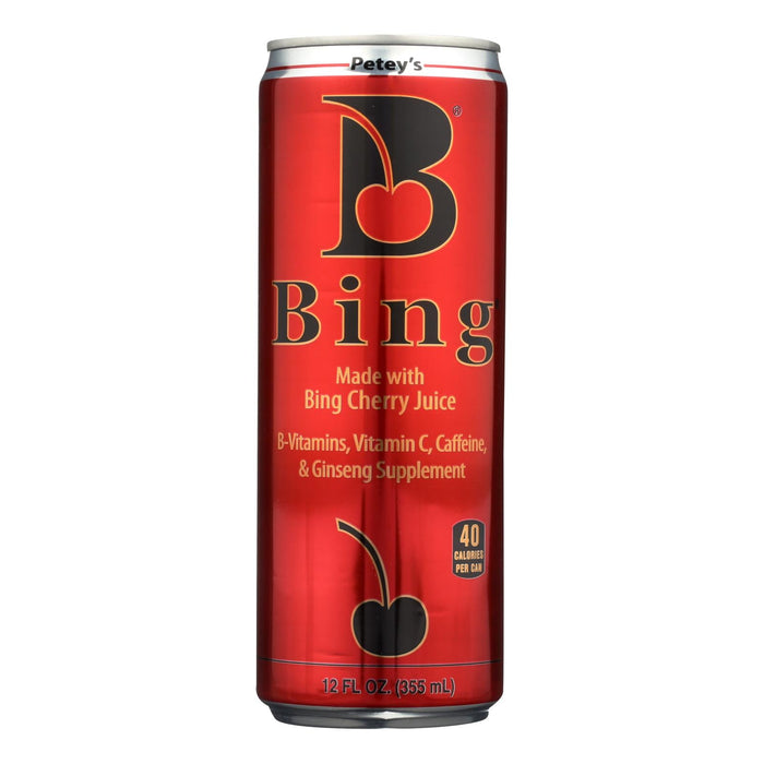 Petey's Bing Supplement: 24-Pack of 12 FZ Bottles with Bing Cherry Juice, B-Vitamins, Vitamin C, Caffeine, and Ginseng