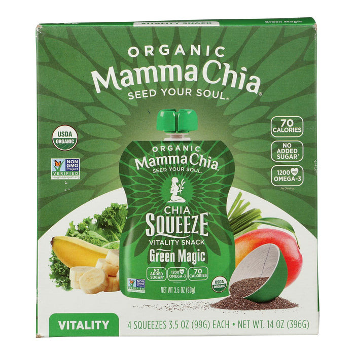 Mamma Chia Green Magic Vitality Squeeze Snack Pack of 6 - 3.5 oz. Each