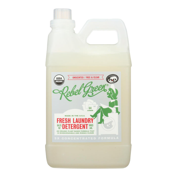 Rebel Green Laundry Detergent - Organic, Unscented (Pack of 4 - 64 Fl Oz Each)