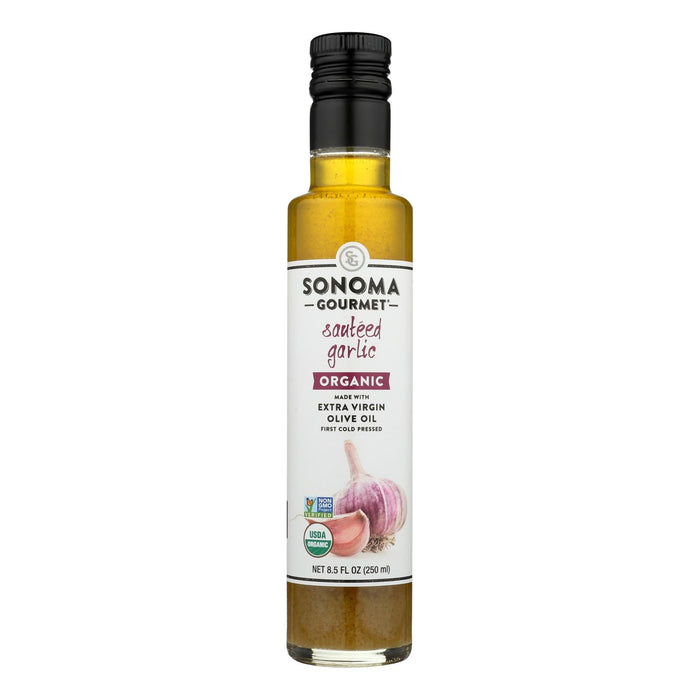 Sonoma Gourmet Organic Extra Virgin Olive Oil: Sautéed Garlic Flavor | 6 Pack | 8.5 Fl Oz